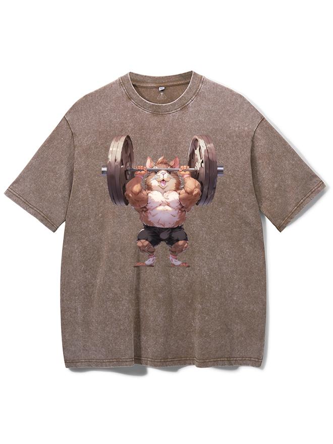 Strong Hamster with barbell Washed Gym Shirt