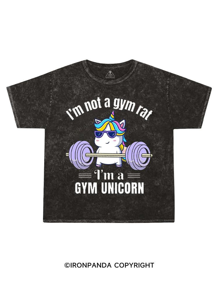 Unicorn Baby Weightlifting Kids Washed T-Shirt