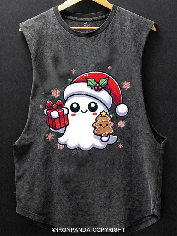 SPOOKY SPIRITS SPREADING CHRISTMAS CHEER! SCOOP BOTTOM COTTON TANK