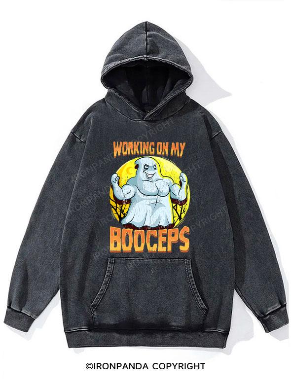 WORKING ON MY BOOCEPS Washed Gym Hoodie