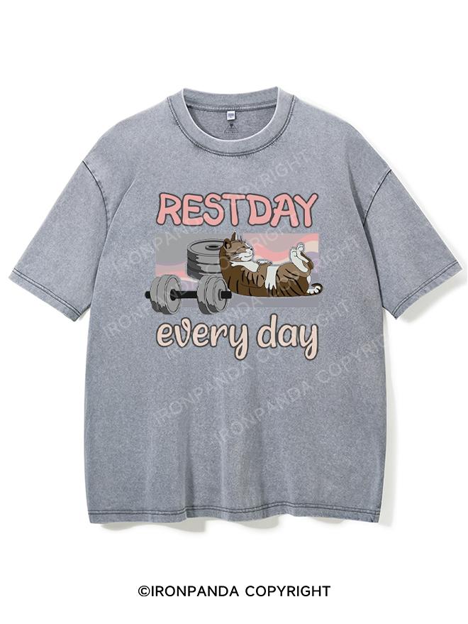 Restday everyday lazy cat for sports mufflers Washed Gym Shirt