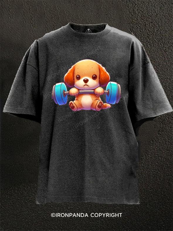 puppy doing gym Washed Gym Shirt