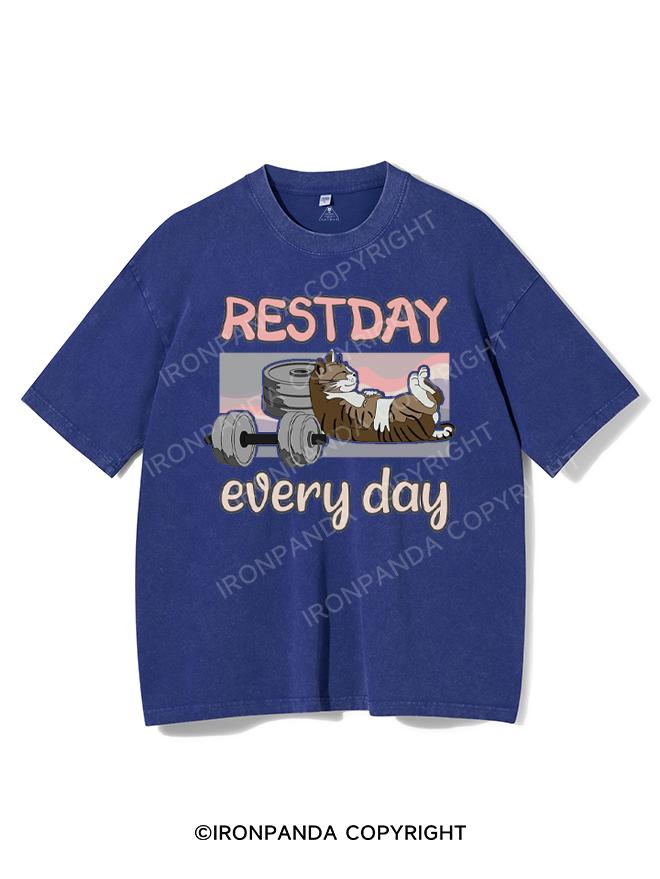 Restday everyday lazy cat for sports mufflers Washed Gym Shirt