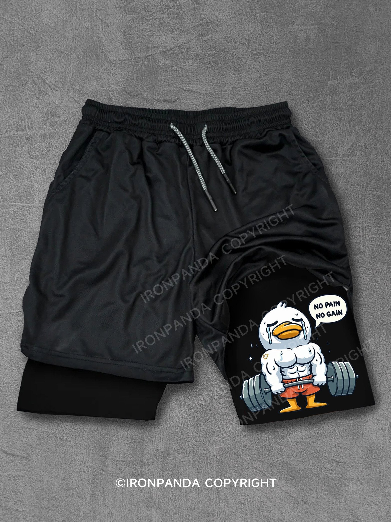 no pain no gain duck Performance Training Shorts