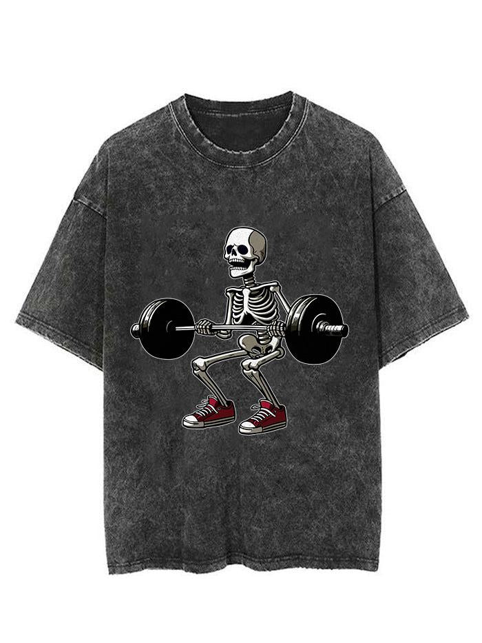 WEIGHTLIFTING SKELETON VINTAGE GYM SHIRT