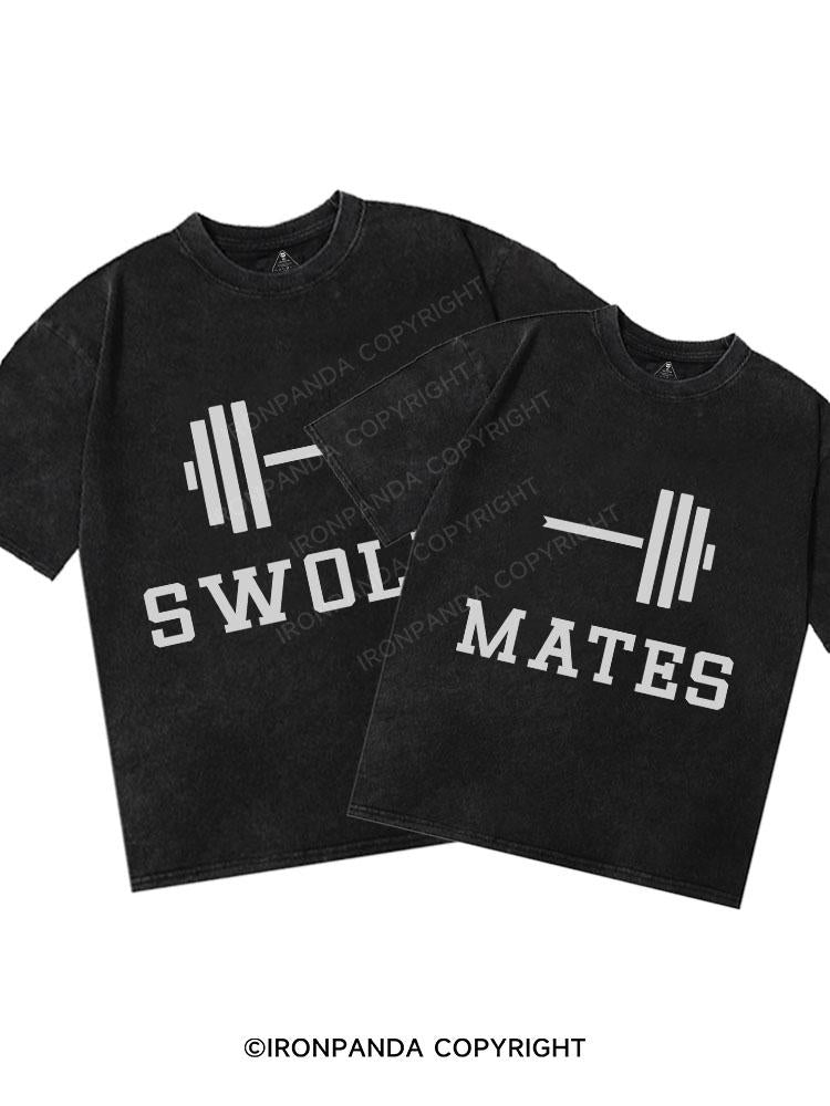 Swole Mates Washed Matching Couple Gym Shirt