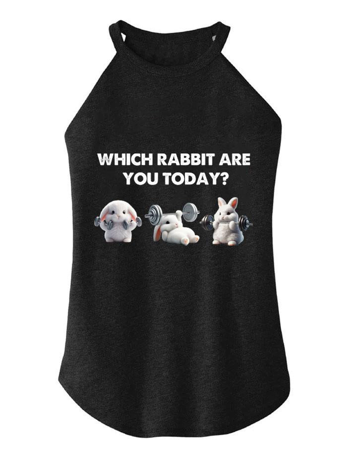 WHICH RABBIT ARE YOU TODAY TRI ROCKER COTTON TANK