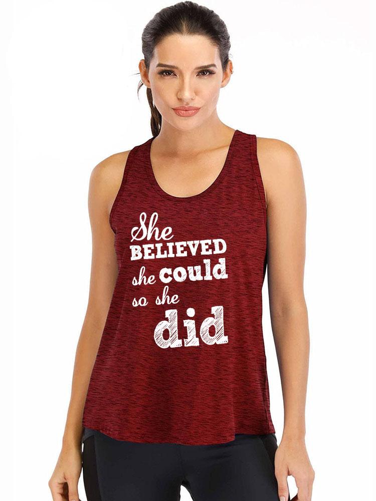 She Believed Loose Ironpanda Women Fitness Tank