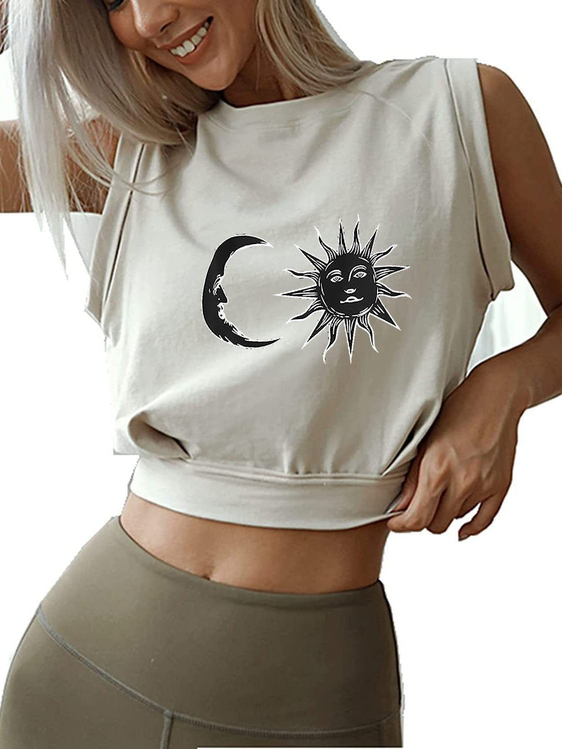 sun & moon Sleeveless Crop Tops