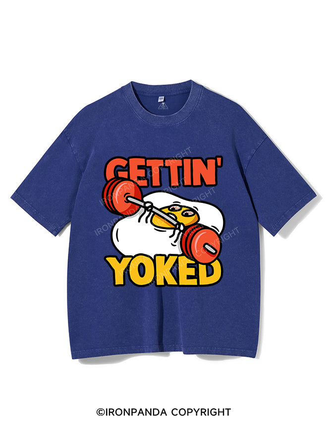 Getting Yoked Funny Benching Egg Vintage Gym Shirt