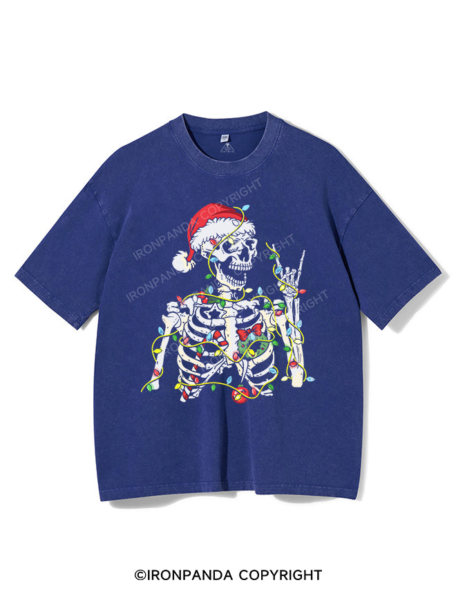 SKELETON WITH CHRISTMAS LIGHTS VINTAGE GYM SHIRT