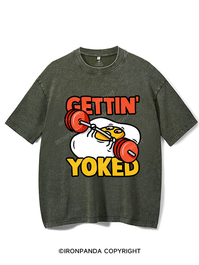 Getting Yoked Funny Benching Egg Vintage Gym Shirt