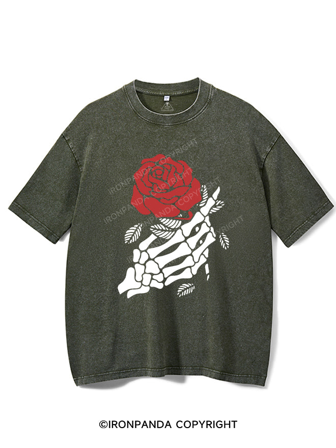 SKELETON WITH ROSE VINTAGE GYM SHIRT