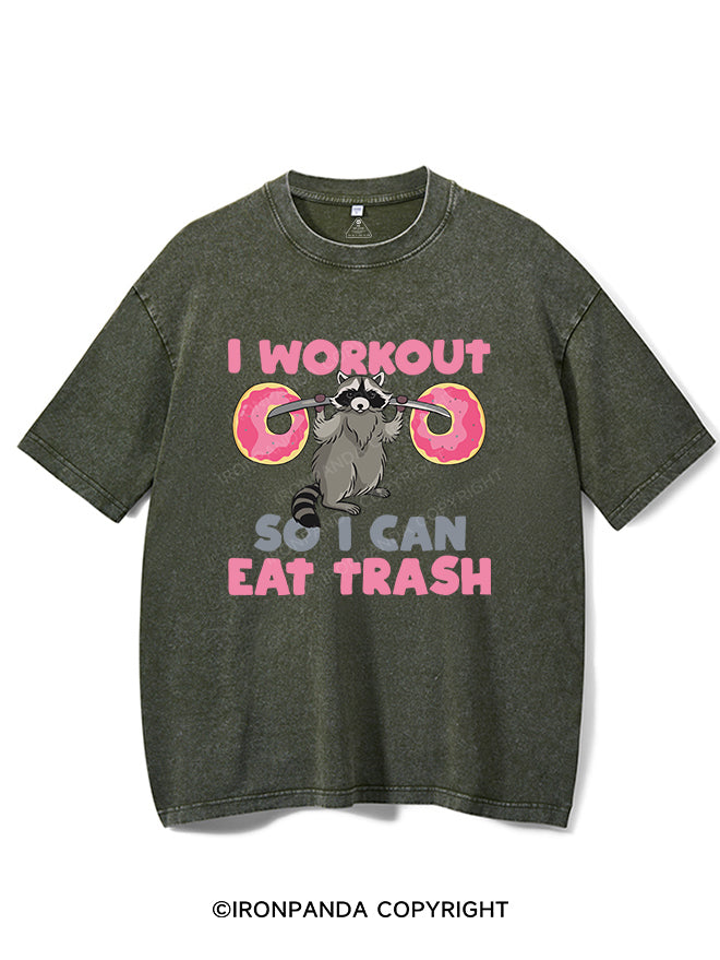 I WORK OUT SO I CAN EAT TRASH VINTAGE GYM SHIRT