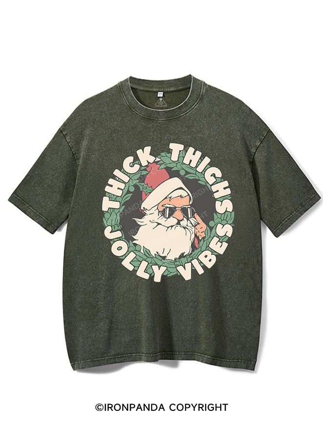 Thick Thighs Jolly Vibes Vintage Gym Shirt