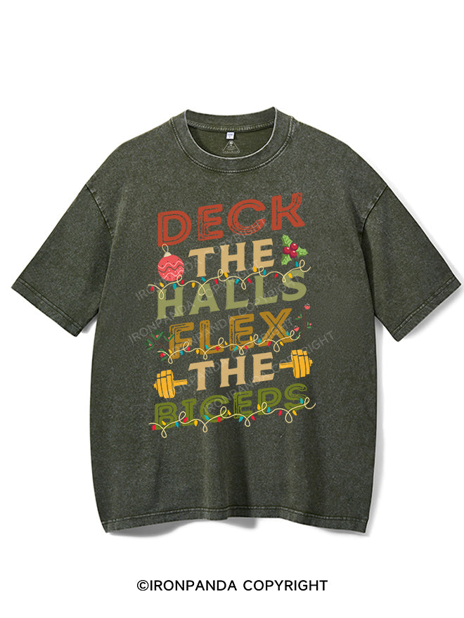 DECK THE HALLS FLEX THE BICEPS VINTAGE GYM SHIRT