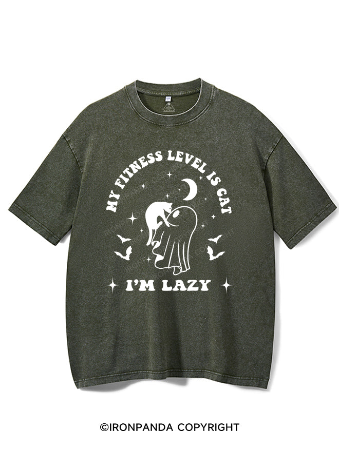 I'M LAZY MY FITNESS LEVEL IS CAT VINTAGE GYM SHIRT