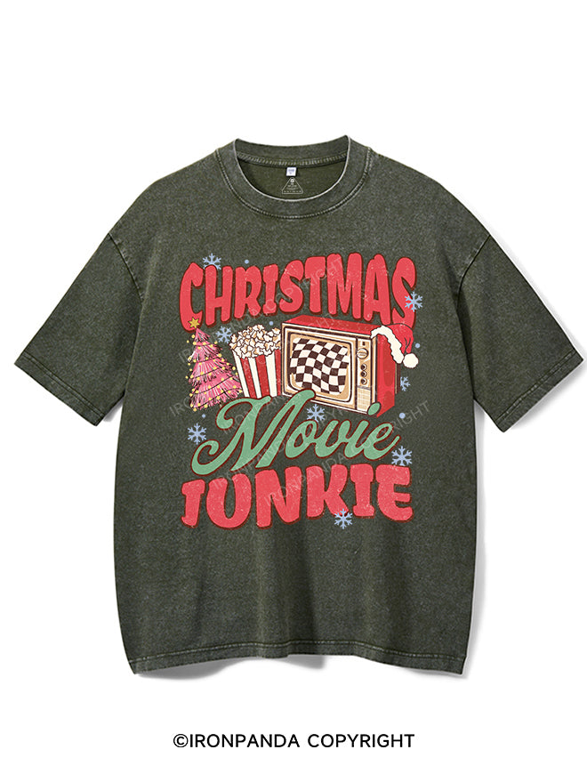 CHRISTMAS MOVIE JUNKIE VINTAGE GYM SHIRT