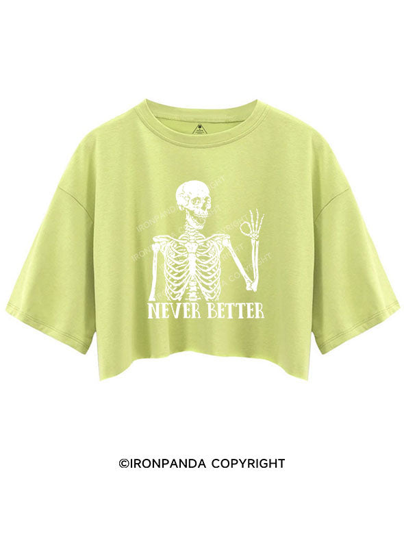 NEVER BETTER SKELETON crop tops