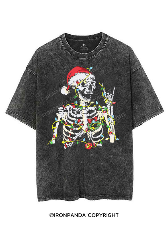 SKELETON WITH CHRISTMAS LIGHTS VINTAGE GYM SHIRT