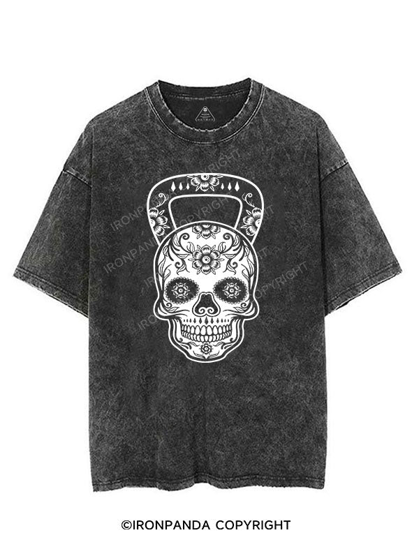 Sugar Skull Kettlebell Vintage Gym Shirt