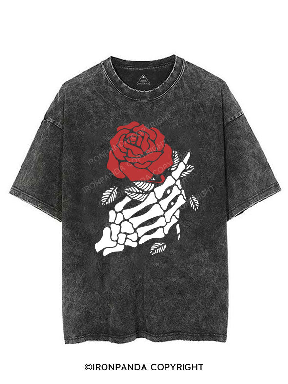 SKELETON WITH ROSE VINTAGE GYM SHIRT