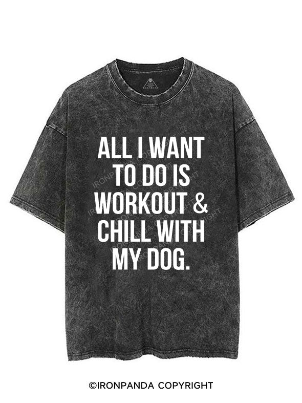 All I Want To Do Is Workout & Chill With My Dog Vintage Gym Shirt