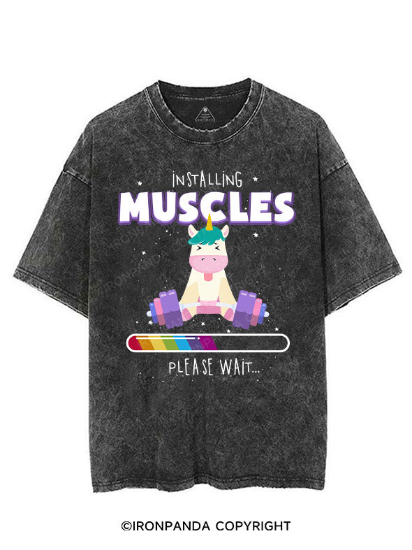 INSTALLING MUSCLES PLEASE WAIT VINTAGE GYM SHIRT