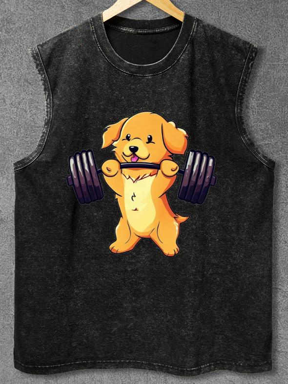 GOLDEN RETRIEVER GYM WEIGHTLIFTING Washed Gym Tank