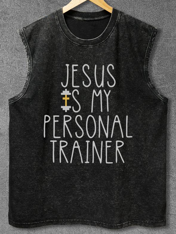 Jesus Is My Personal Trainer Washed Gym Tank