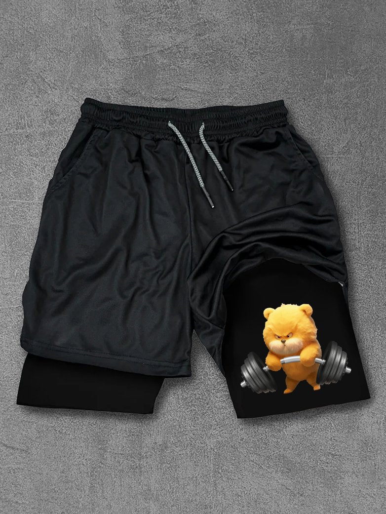 Deadlift yellow teddy bear Performance Training Shorts