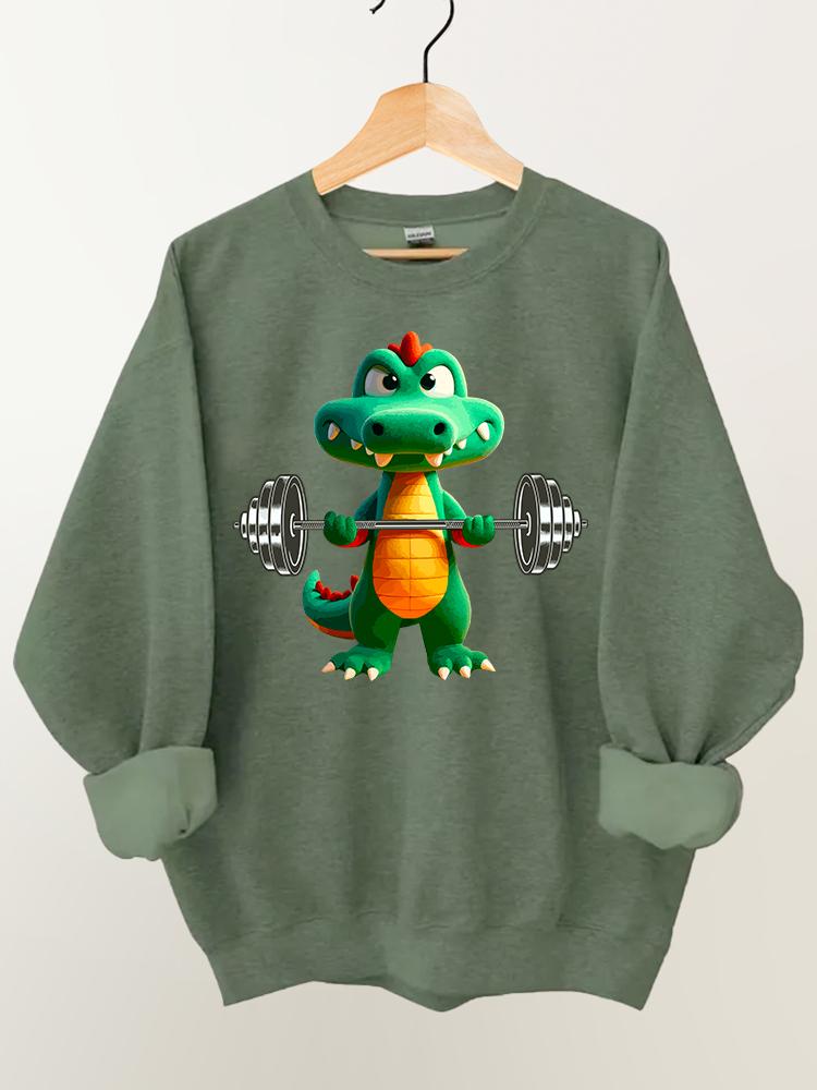 funny weightlifting dinosaur Gym Sweatshirt