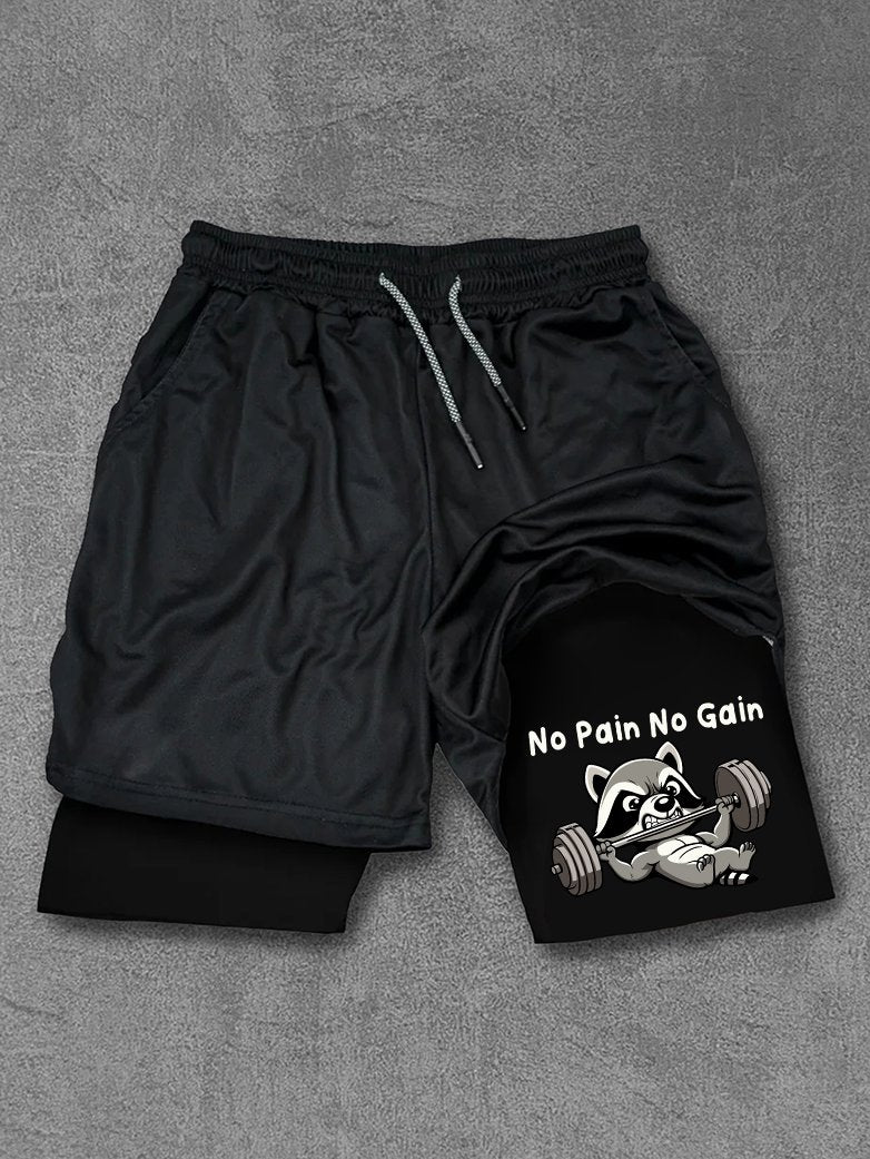 no pain no gain raccoon Performance Training Shorts