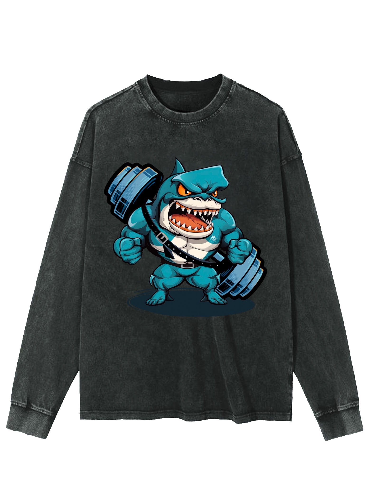 SHARK AND DUMBBELL WASHED LONG SLEEVE SHIRT