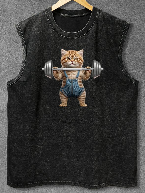 WEIGHTLIFTING CAT Washed Gym Tank