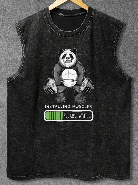 PANDA INSTALLING MUSCLE Washed Gym Tank