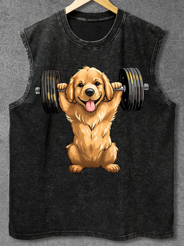 Weightlifting Dog Washed Gym Tank