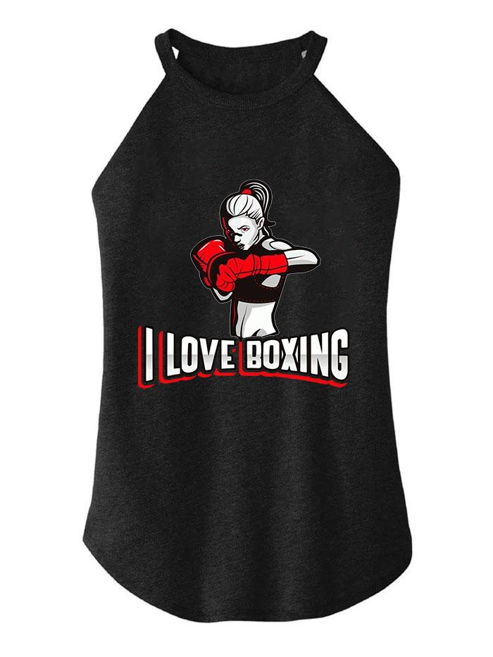 I LOVE BOXING TRI ROCKER COTTON TANK