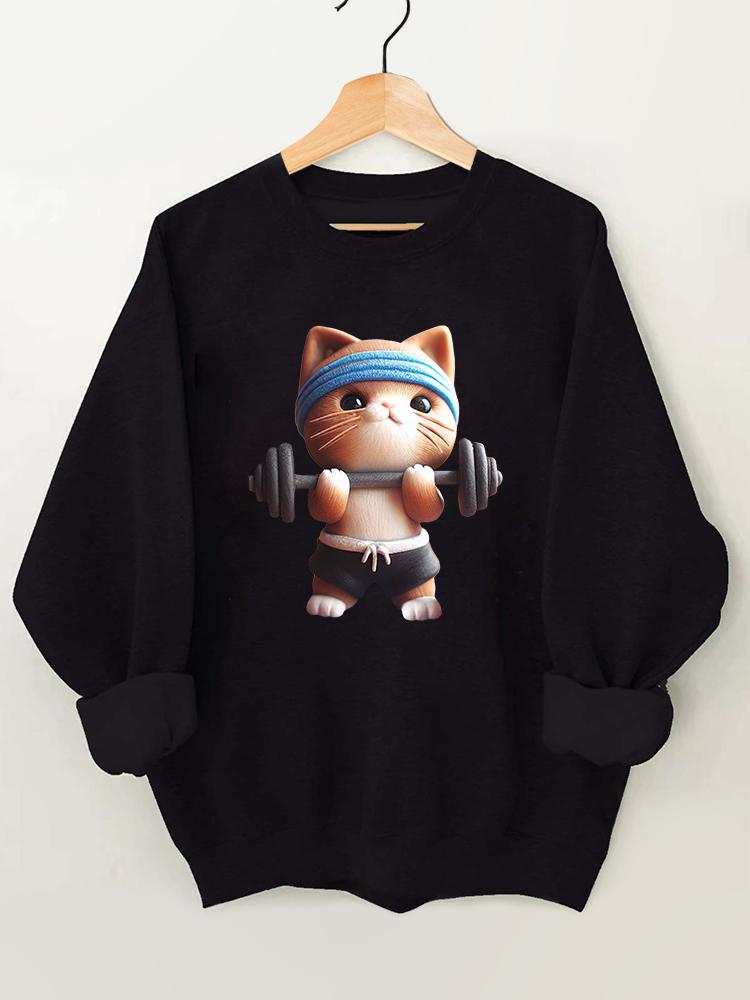 BARBELL WEIGHTLIFTING CAT Gym Sweatshirt