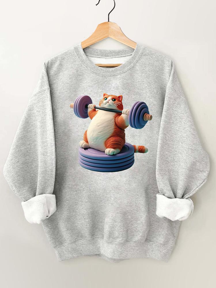 BARBELL WEIGHTLIFTING CAT Gym Sweatshirt