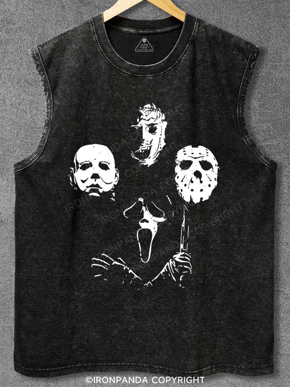 Halloween Fitness Night Washed Gym Tank