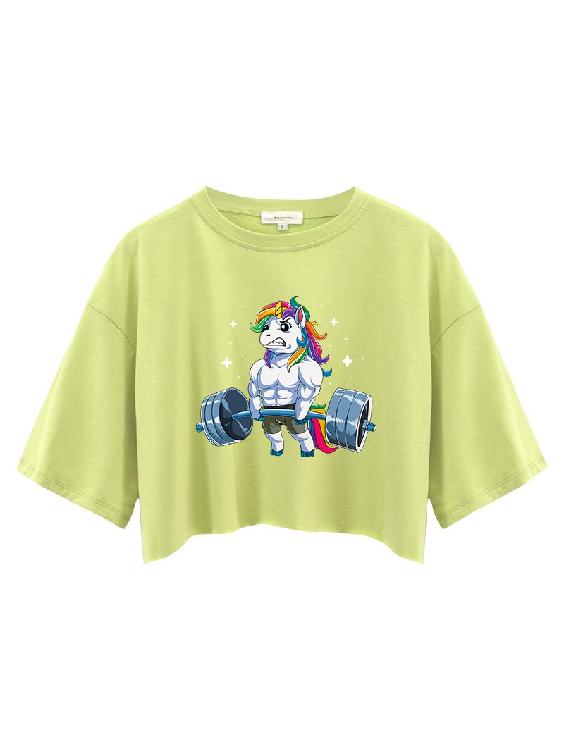 Weightlifting Unicorn Crop Tops