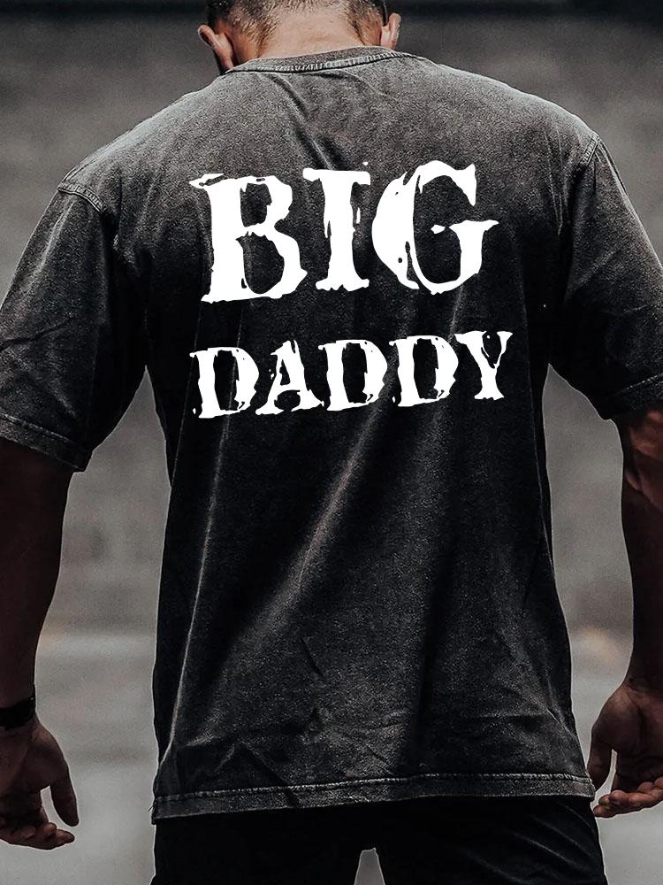 BIG DADDY back printed Washed Gym Shirt