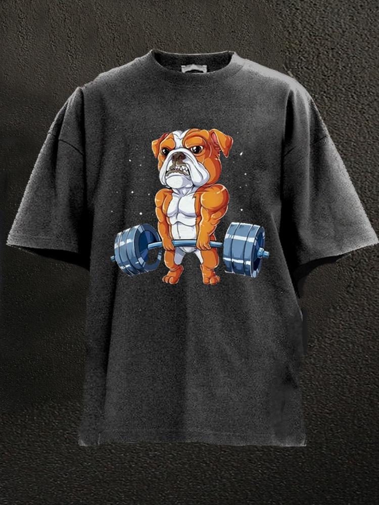 Bulldog Weightlifting Washed Gym Shirt