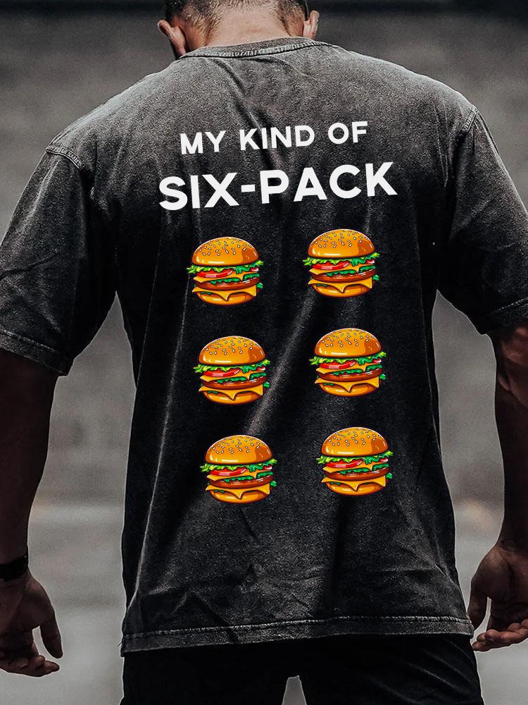 MY KIND OF SIX-PACK back printed Washed Gym Shirt