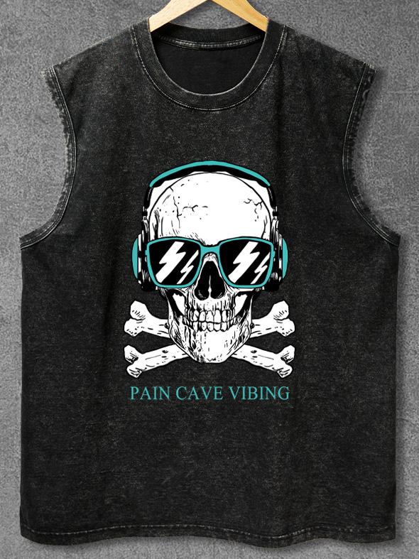 Pain cave vibing Washed Gym Tank