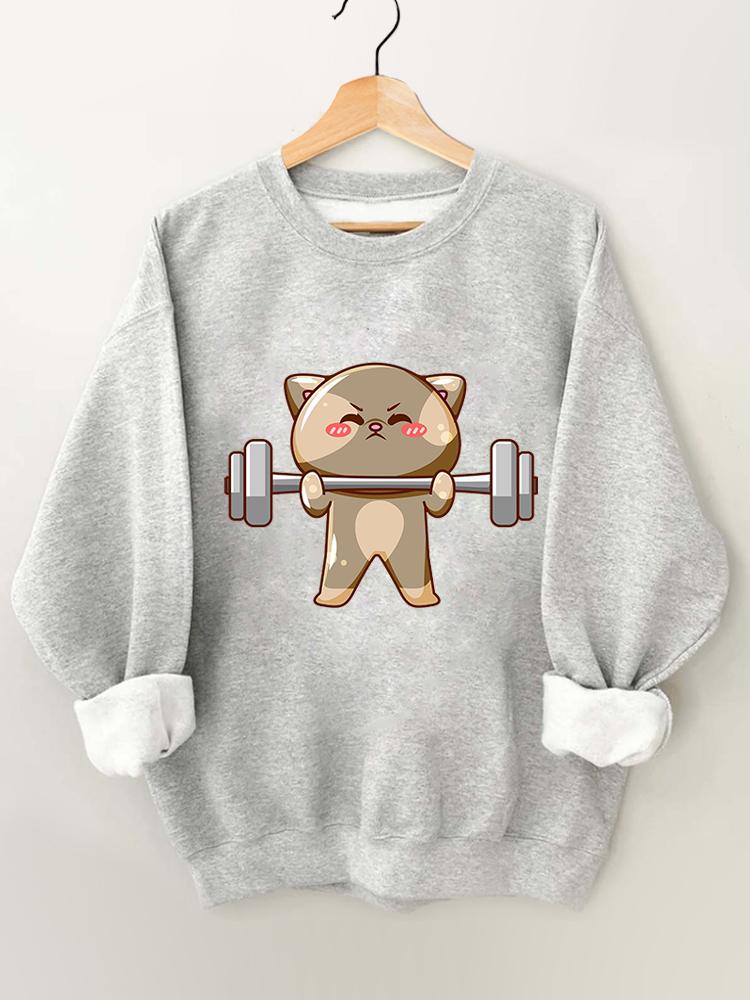 Weightlifting Cat Gym Sweatshirt