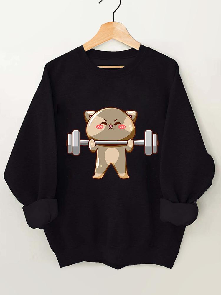 Weightlifting Cat Gym Sweatshirt