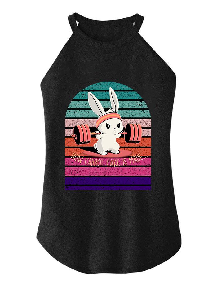 SQUATTING BUNNY TRI ROCKER COTTON TANK