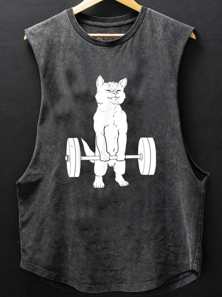 Cat Deadlift Powerlifting SCOOP BOTTOM COTTON TANK